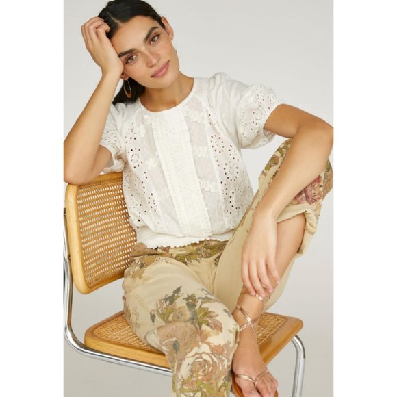 Anthro Porridge Freya Eyelet Lace Top XS - Picture 1 of 11